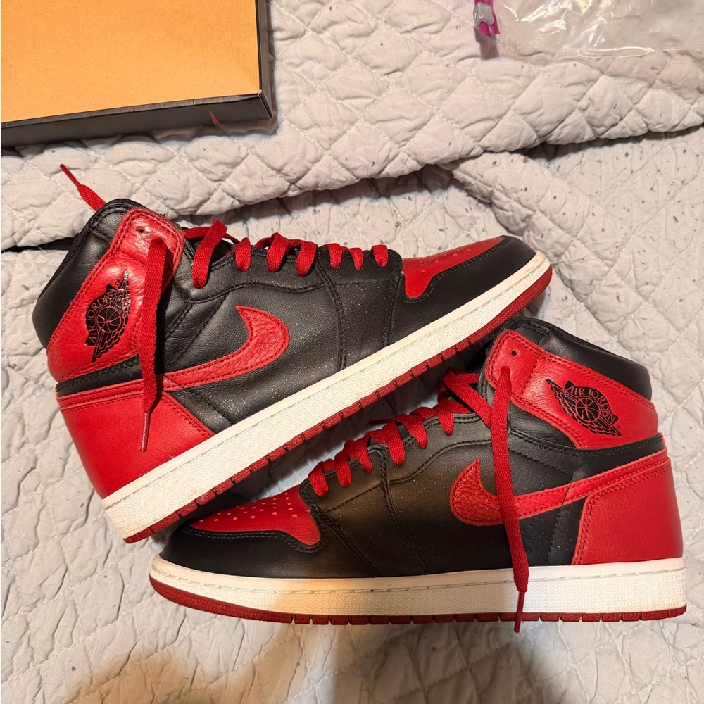 Jordan Men's Red and Black High-Top Sneakers